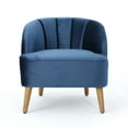 thumbnail image 4 of GDF Studio Scarlett Modern Velvet Channel Stitch Club Chairs, Set of 2, Cobalt and Walnut, 4 of 11