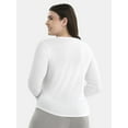 thumbnail image 3 of No Boundaries Ribbed Crewneck Tee with Long Sleeves, Women's Plus, Sizes 1X-4X, 3 of 5