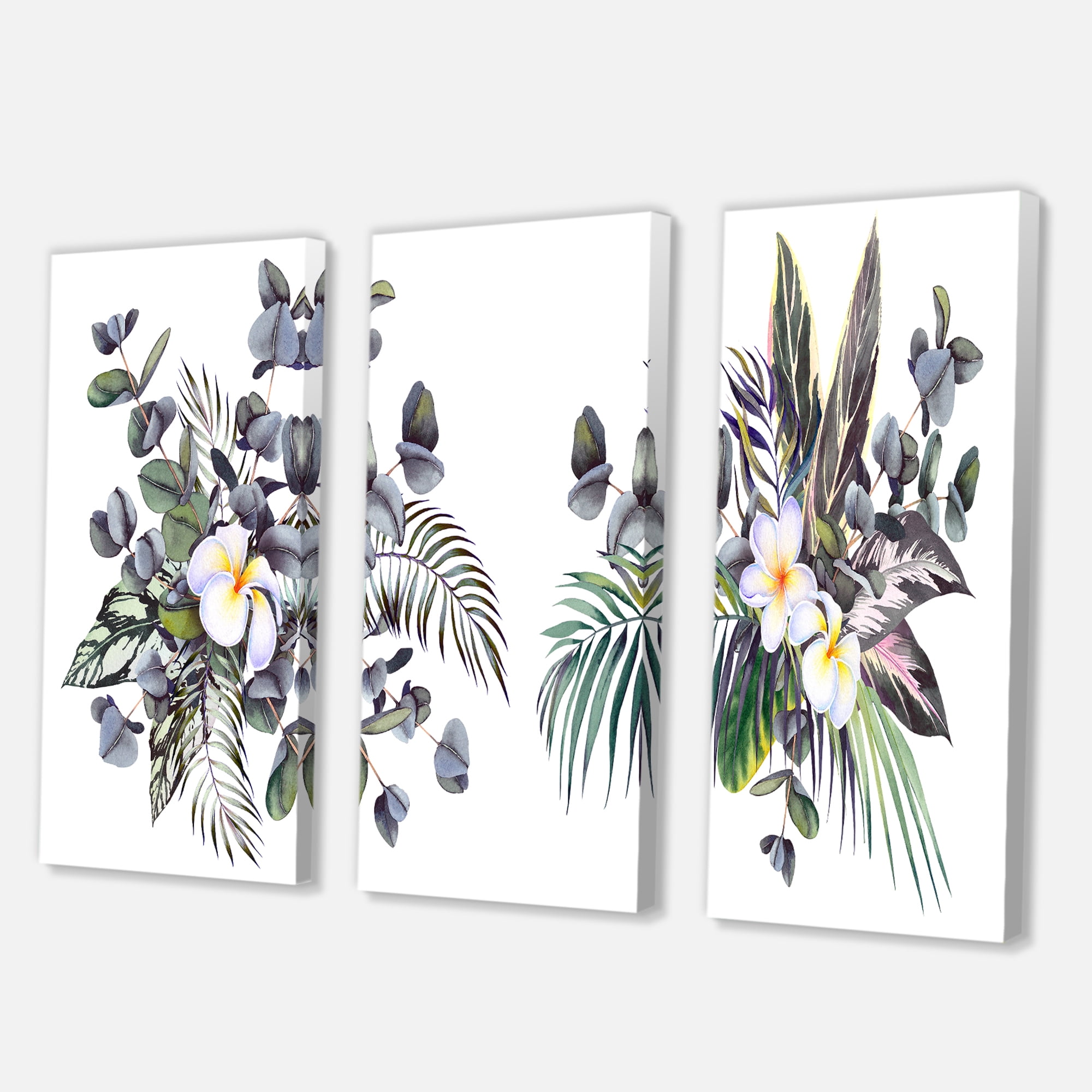 Designart ' Plumeria Frangipani Flowers With Tropical Bouquets ' Traditional Canvas Wall Art Print