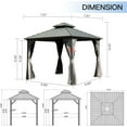 thumbnail image 2 of 8x8 ft Hardtop Gazebo Canopy Metal with Galvanized Steel Double Roof,Curtain & Netting for Patio Deck Backyard, Gray, 2 of 7