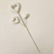 Valentines Day Decorations Heart-shaped Foam Flower Picks with Glitter - Valentines Day Decor for Spring Home Decor Wedding Party Ornaments White, 13.75", 1Pcs