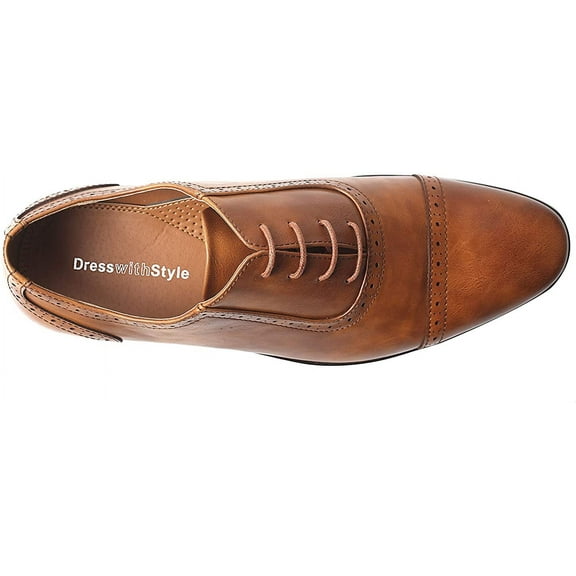 Mens Oxford Wingtip Lace Oxford Brogue Dress Shoes (7, Light Brown)