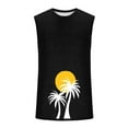 thumbnail image 4 of RYDCOT Mens Palm Tree Print Sleeveless Cotton Tank Tops Workout Cut off Shirts Muscle Gym T Shirts Black, 4 of 5