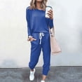 thumbnail image 2 of Conjunto de jogging de 2 piezas para mujer: camiseta de manga larga y pantalones de chándal con cordón. Conjunto informal de poliéster para todas las estaciones., 2 of 4