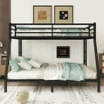thumbnail image 2 of Metal Queen over King Bunk Bed with Ladders and Guardrails, Storage Bed Frame for Bedroom, No Box Spring Needed, Noise Free, Black, 2 of 9