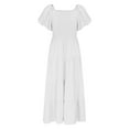thumbnail image 5 of PiGOGI Women's Puff Sleeve Dress Long Solid Color Loose Fit Casual Summer Maxi Dress White XL, 5 of 7