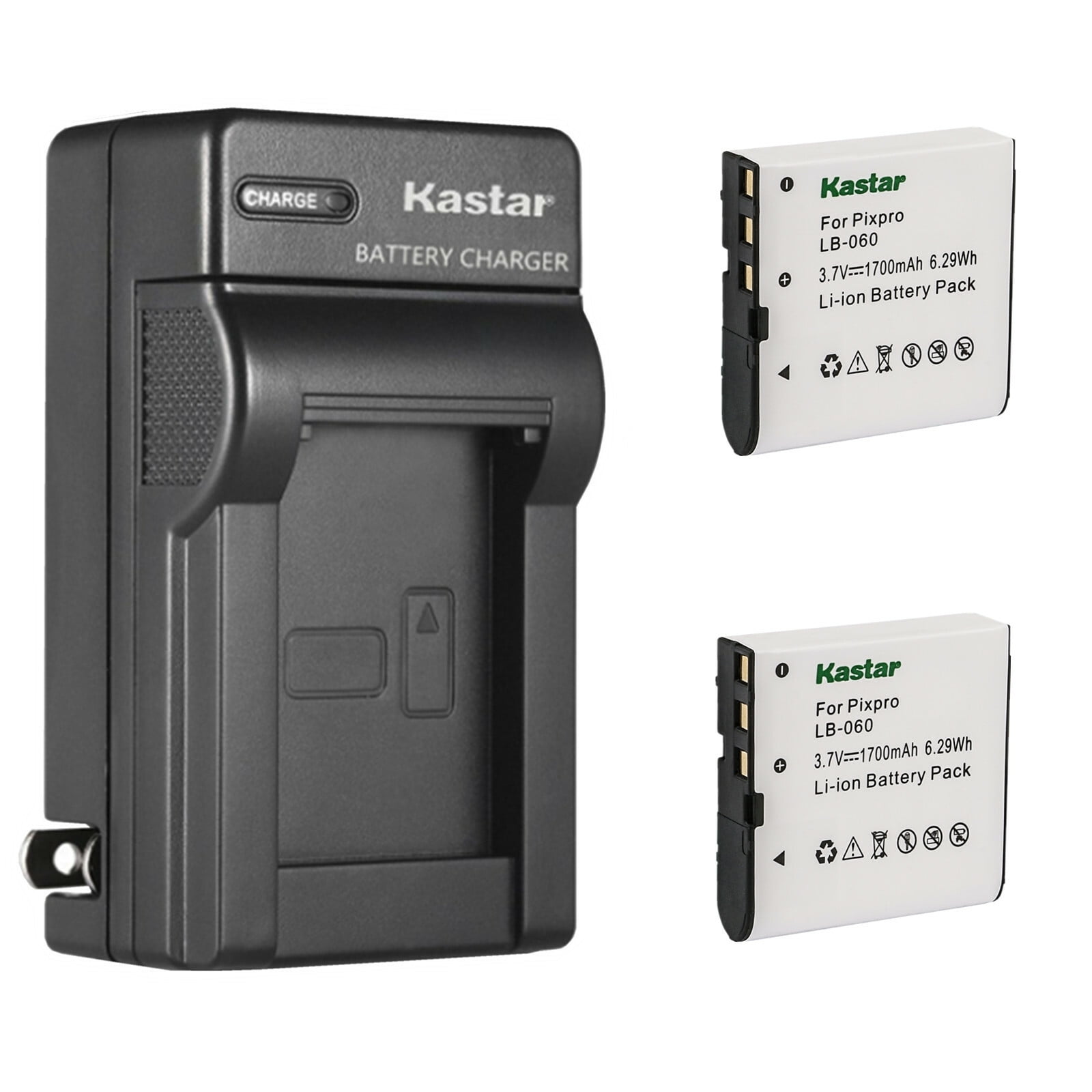 Kastar 2-Pack Battery and AC Wall Charger Replacement for Easypix DVX-1035 DVX1035 Genius G-Shot HD550T G-Shot HD55 G-Shot HD580T Haier DV-E10 DV-E50G DV-E70 DV-M100 DV-P10 DV-V90