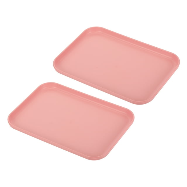 Unique Bargains 9x7' Fast Food Tray, 2 Pack PP Plastic Reusable Multi-Purpose Non-Slip Serving Tray Pink