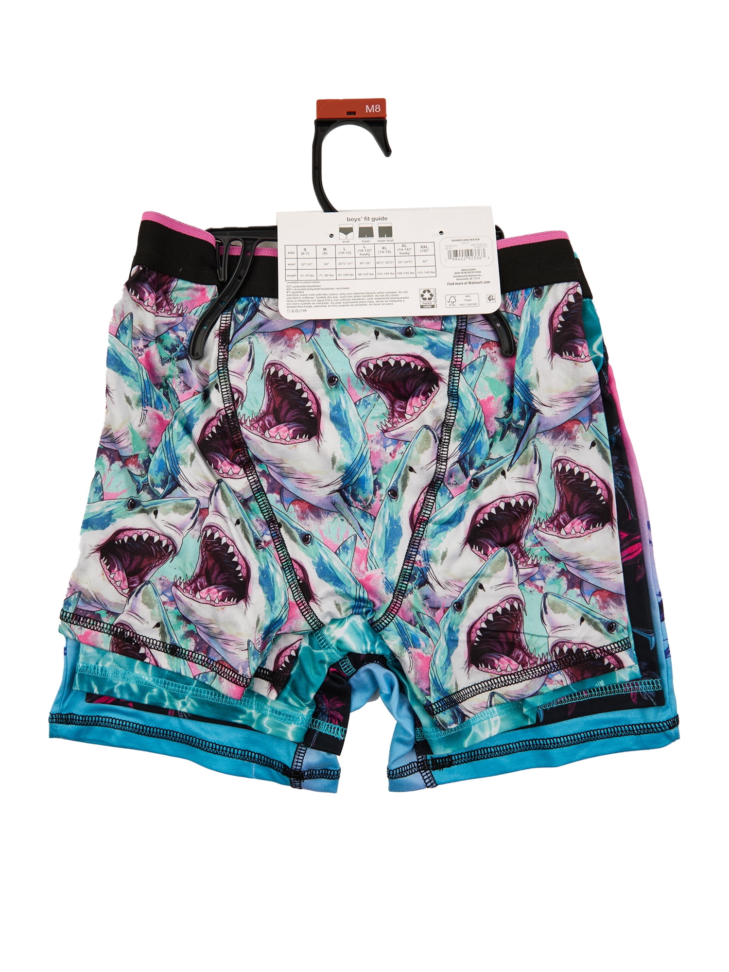 Wonder Nation Boys Boxer Brief Shark Underwear, 4-Pack, Sizes S-XL