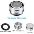 thumbnail image 3 of Pack M24 Faucet Aerator 24mm Male Faucet Aerator Metal Insert Faucet Diffuser Faucet Flow Restrictor with Rubber Gasket for Kitchen Sink, Bathroom, Restaurant, Public (Silver), 3 of 5