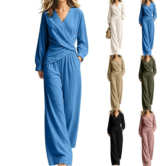 QSXADF Fall 2 Piece Sweatsuits Women Casual Tracksuit Set Puff Sleeve Long Sleeve Top Pants Set Fashion Casual Daily Women Fall Winter Outfits