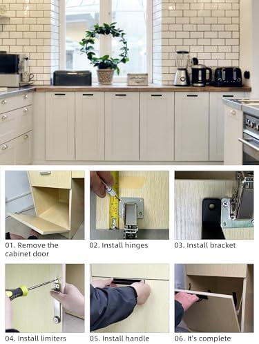 Tilt Out Trash Can Cabinet DIY Kit for Single Cabinet, Pet Proof Hidden Trash Can Cabinet Conversion Kit, Suitable for Kitchen, Bathroom, Living Room, and Dining Room