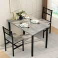 thumbnail image 2 of Cvortll Dining Table for 2, Wooden Dinner Table Sets, 3-Piece Industrial Rectangle Dinette Set for Dining Room, Small Space, Grey, 2 of 7