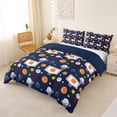 thumbnail image 3 of Castle Fairy Basketball Stars Print Bedding, Sport Theme Duvet Cover Full, Blue Orange White,Navy Blue Reversible,3pcs,1 Duvet Cover and 2 Pillowcases, 3 of 6