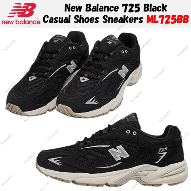 New Balance 725 Black Casual Shoes Sneakers ML725BB Men's Size