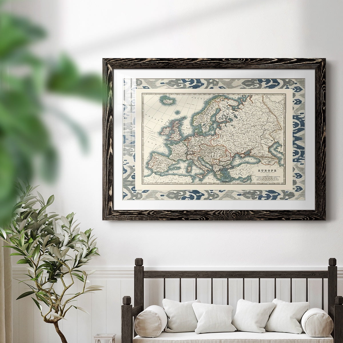Bordered Map of Europe-Premium Framed Print - Ready to Hang