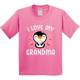thumbnail image 3 of Inktastic I Love My Grandma with Cute Penguin and Hearts Youth T-Shirt, 3 of 5