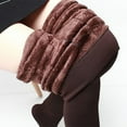 thumbnail image 2 of Thermal Footed Leggings Women High Waist Stepping Design Slimming Fleece Plush Velvet Lined Thick Pantyhose Tights (Free Size, Brown), 2 of 5