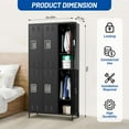 thumbnail image 2 of 72" Tall 6-Door Metal Lockers with 18 Hooks & 6 Shelves – Heavy-Duty Black Steel Storage Cabinet for Office, Gym, School, Home, Garage, Black, 2 of 7