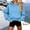Light Blue, variant on Women's Cropped Hoodies Sweatshirts Cute Plus Size Long Sleeve Tops Loose Pullover Shirts with Pocket Purple