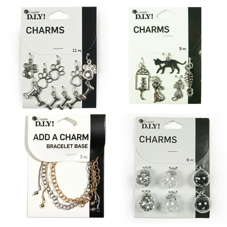 Cousin DIY Bulk Jewelry Making Bundle with Pet Charms and Accents, Silver and Gold