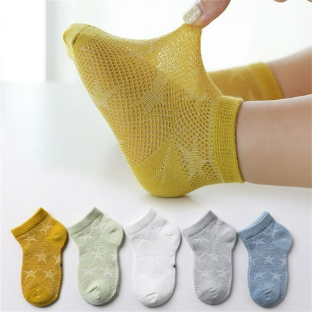 

5 Pairs/lot Thin Cotton Breathable 0-5Y Children Summer Kids Socks Mesh Socks Boat Socks Baby Boys Girls M 4