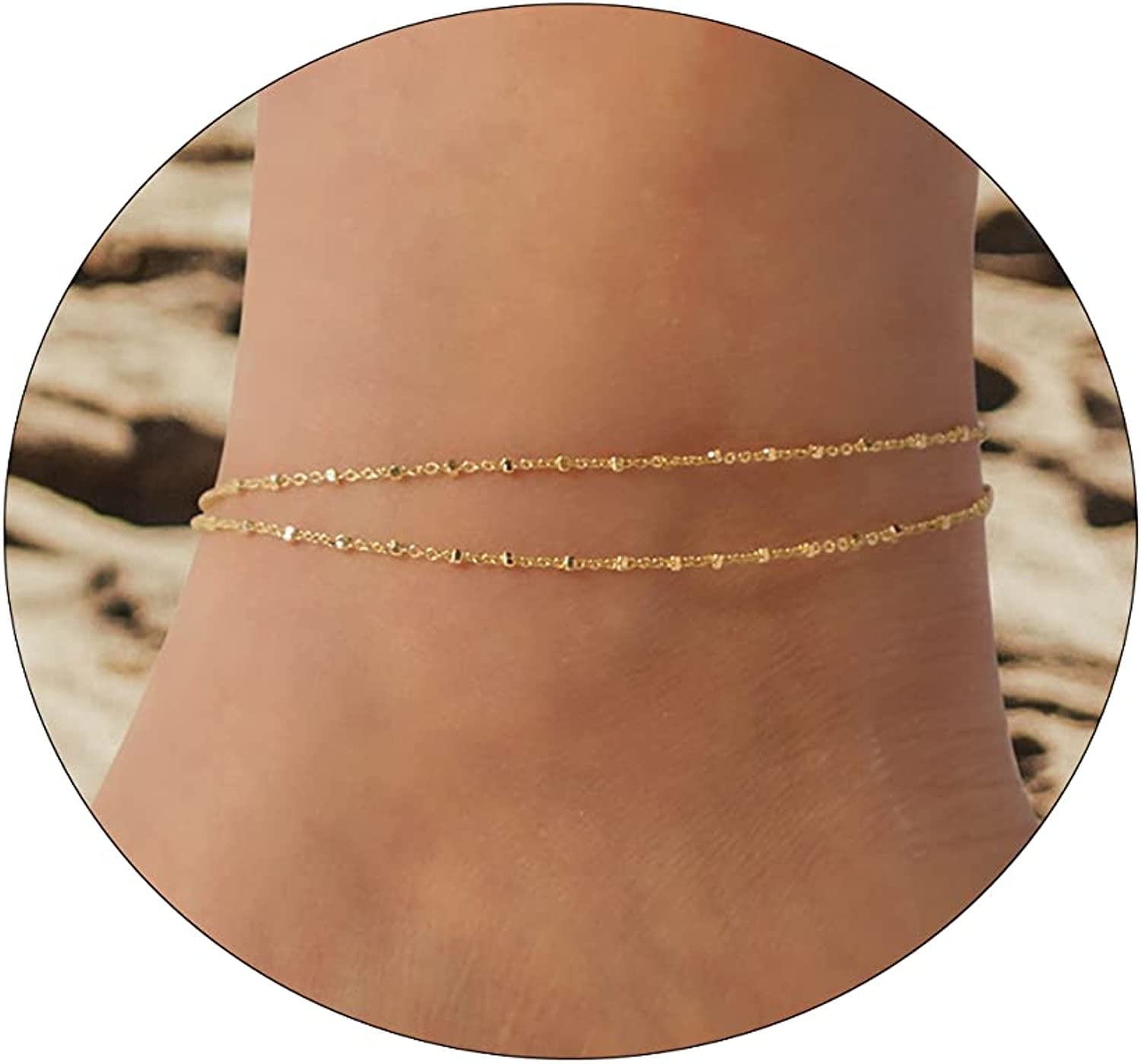Ankle Bracelets for Women 14K Gold Plated Anklet for Women Silver