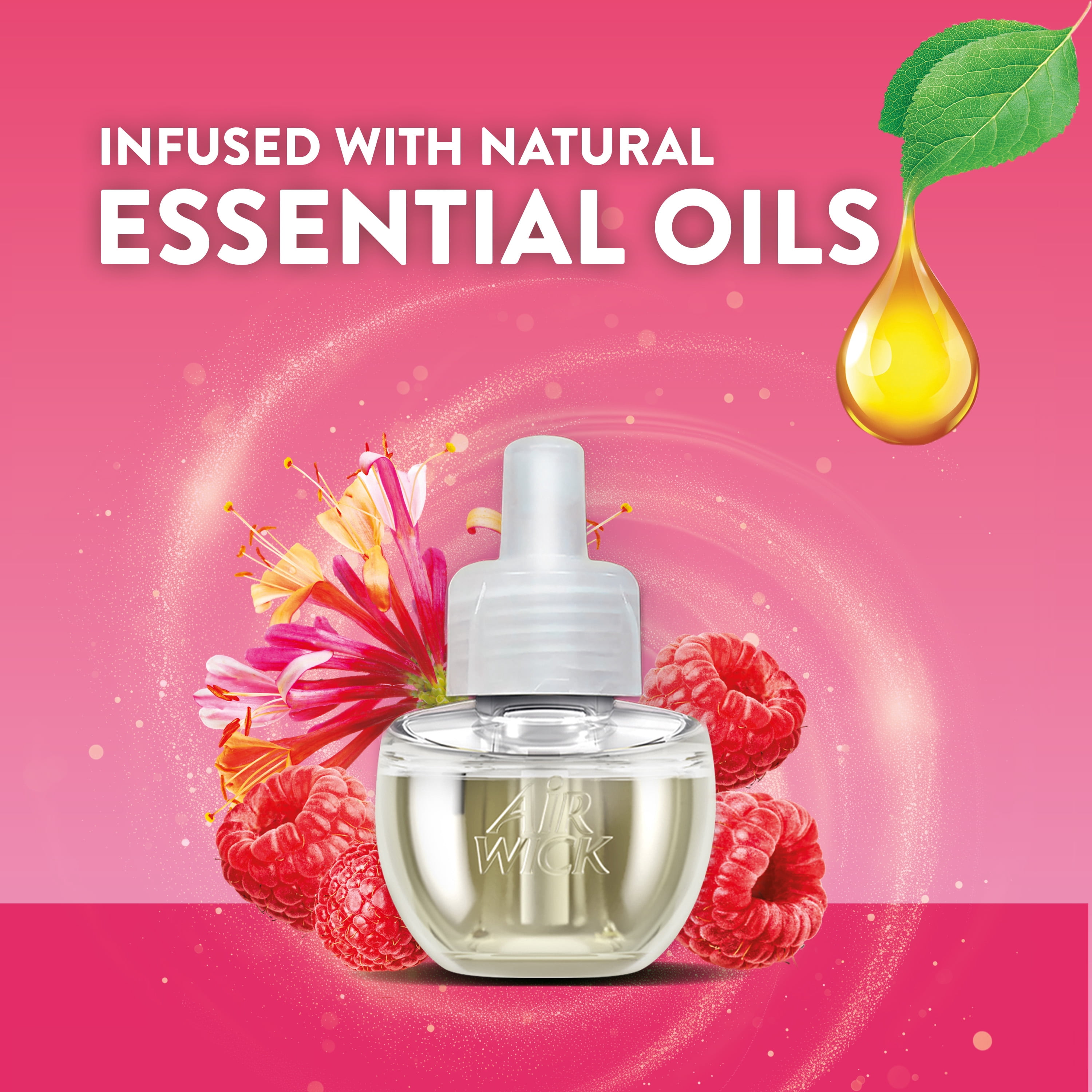 (5 pack) Air Wick Plug-in Scented Oil Refills, Honeysuckle and Raspberry, 4 Count