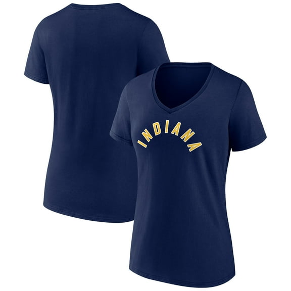 Women's Navy Indiana Pacers Wordmark Alternate V-Neck T-Shirt