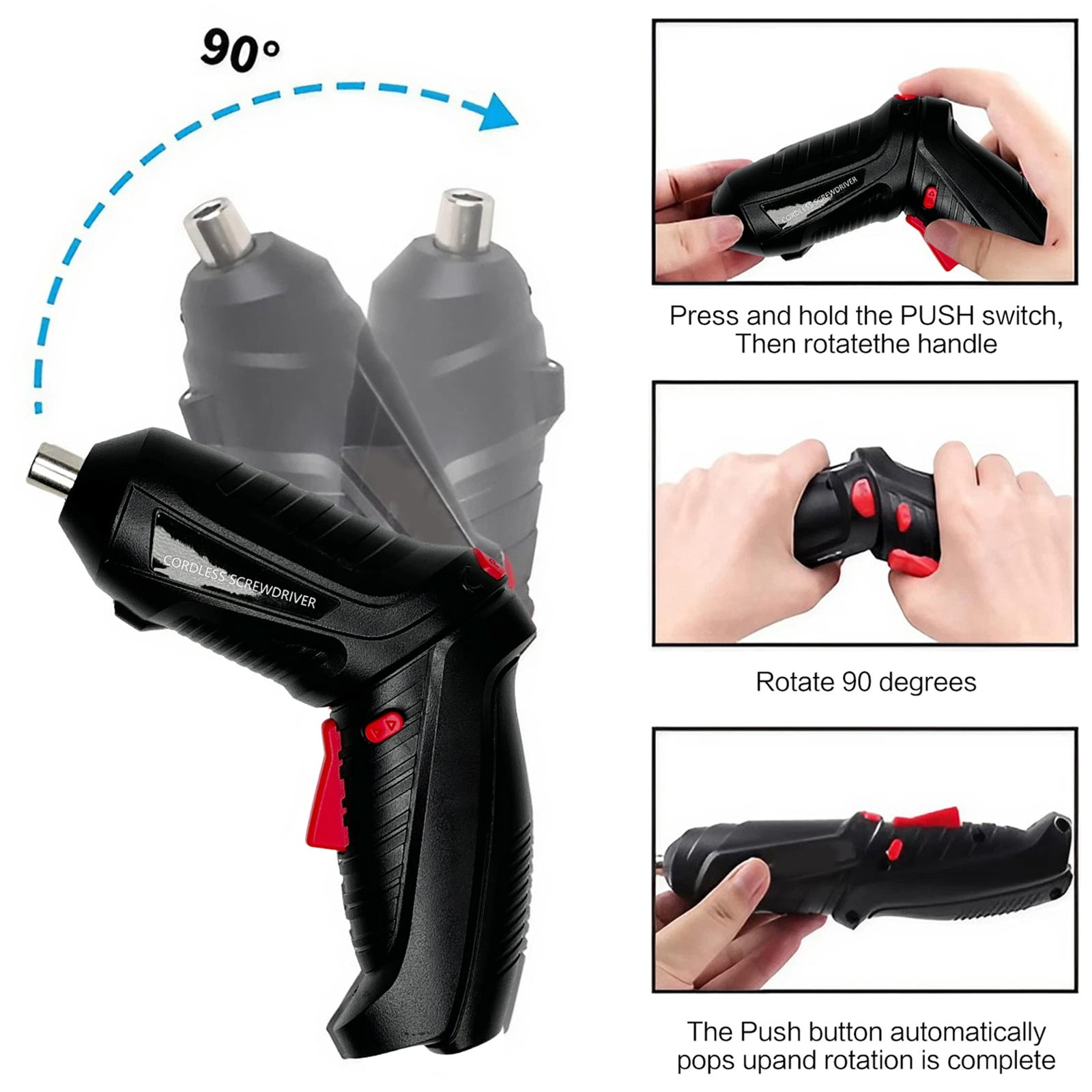 STONEGO 47Pcs/Set Electric Screwdriver - 3.6V 1300mAh Cordless Rechargeable Screwdriver with Screwdriver Bit Set, Ideal for Home Repairs and DIY Projects