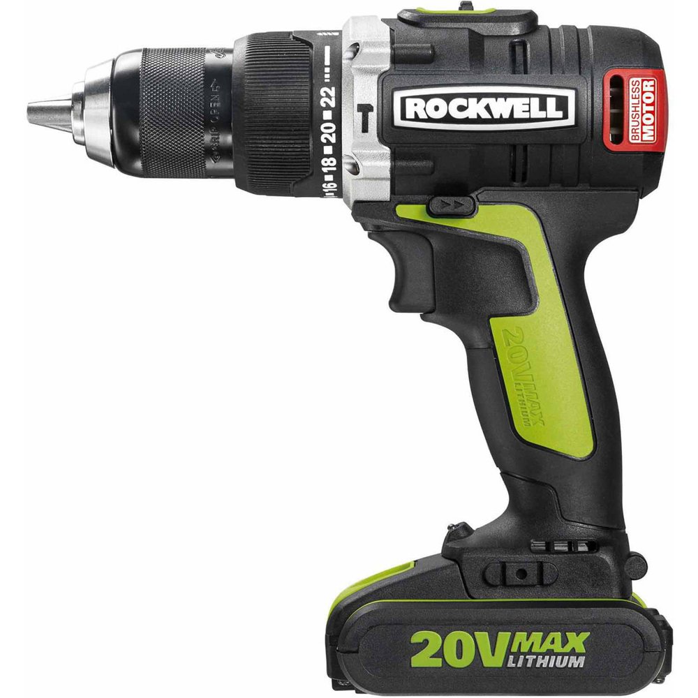 Rockwell 20V Liion Brushless Hammer Drill with 22.0Ah Batteries
