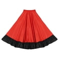 thumbnail image 4 of Alvivi Kids Girls Ruffles Layers Spanish Flamenco Belly Long Dance Skirt Gypsy Folklorico Costume Red 5-6, 4 of 5