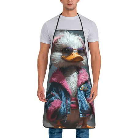 

Matuu Lady Duck for Cooking Apron for Men and Women Adjustable Strap and Waist Ties for Baking Cooking Gardening