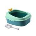 thumbnail image 4 of Cat Toilet Open Top Pet Litter Tray Semi Enclosed Cat Sandbox Cat Litter Box for Green L, 4 of 9