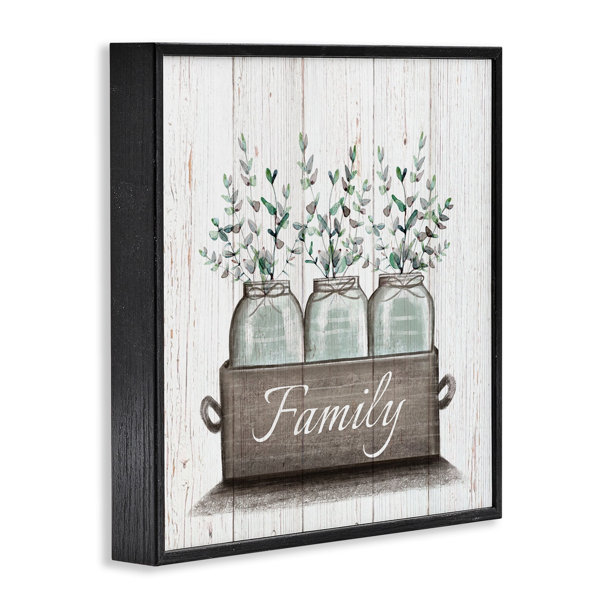 Stupell Industries Eucalyptus Foliage Jars Botanical & Floral Painting Black Framed Art Print Wall Art, 24 x 24
