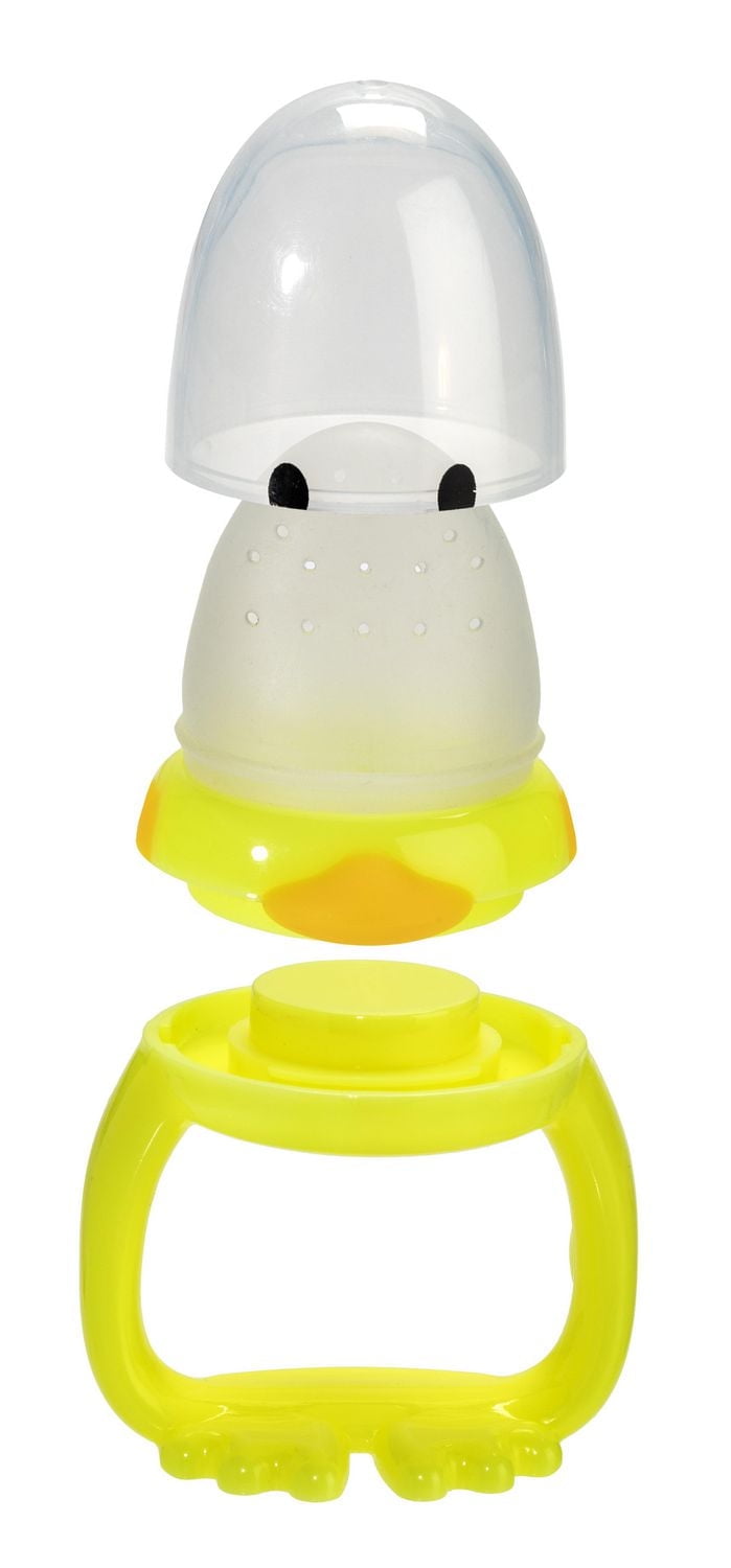 Distributeur d'aliments frais et anneau de dentition Melii en silicone en forme de canard pour bébé - Sans BPA, compatible lave-vaisselle et micro-ondes