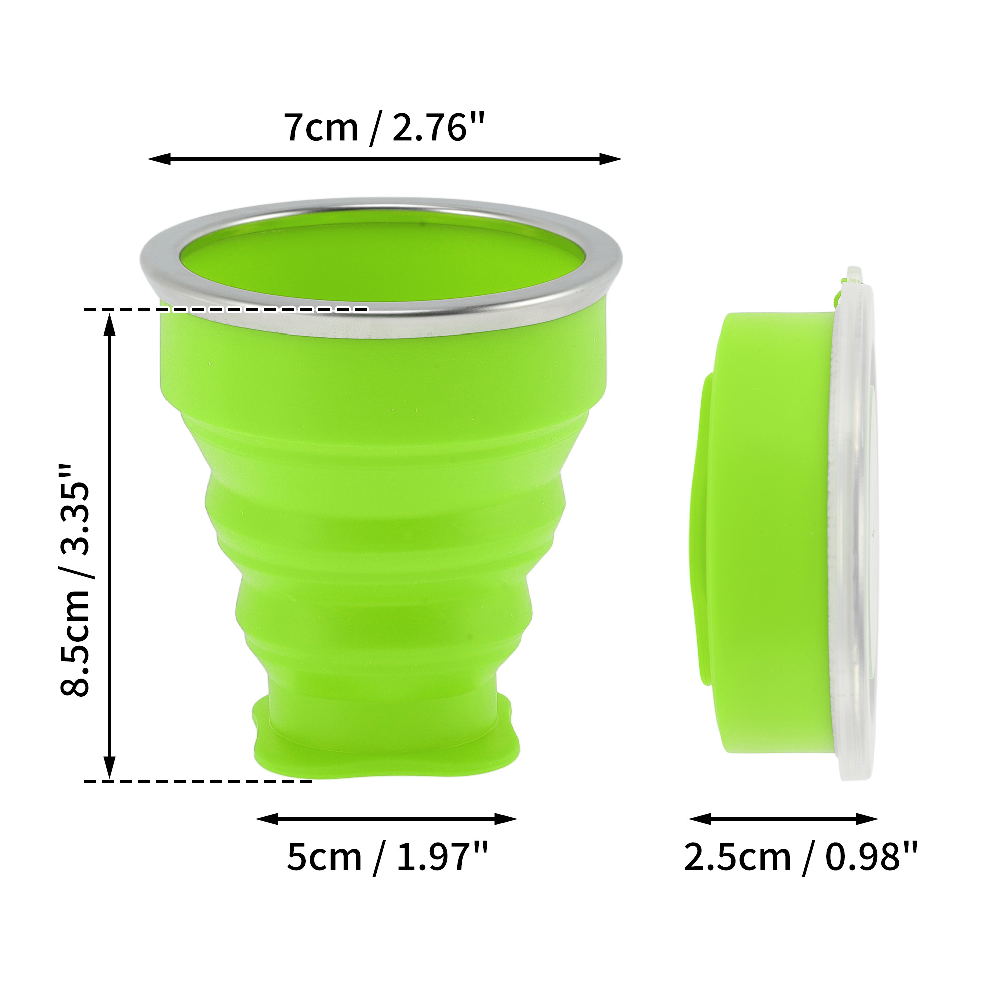 Unique Bargains Folding Cup with Wrist Strap Collapsible Cups 200ml 1 Pc Green