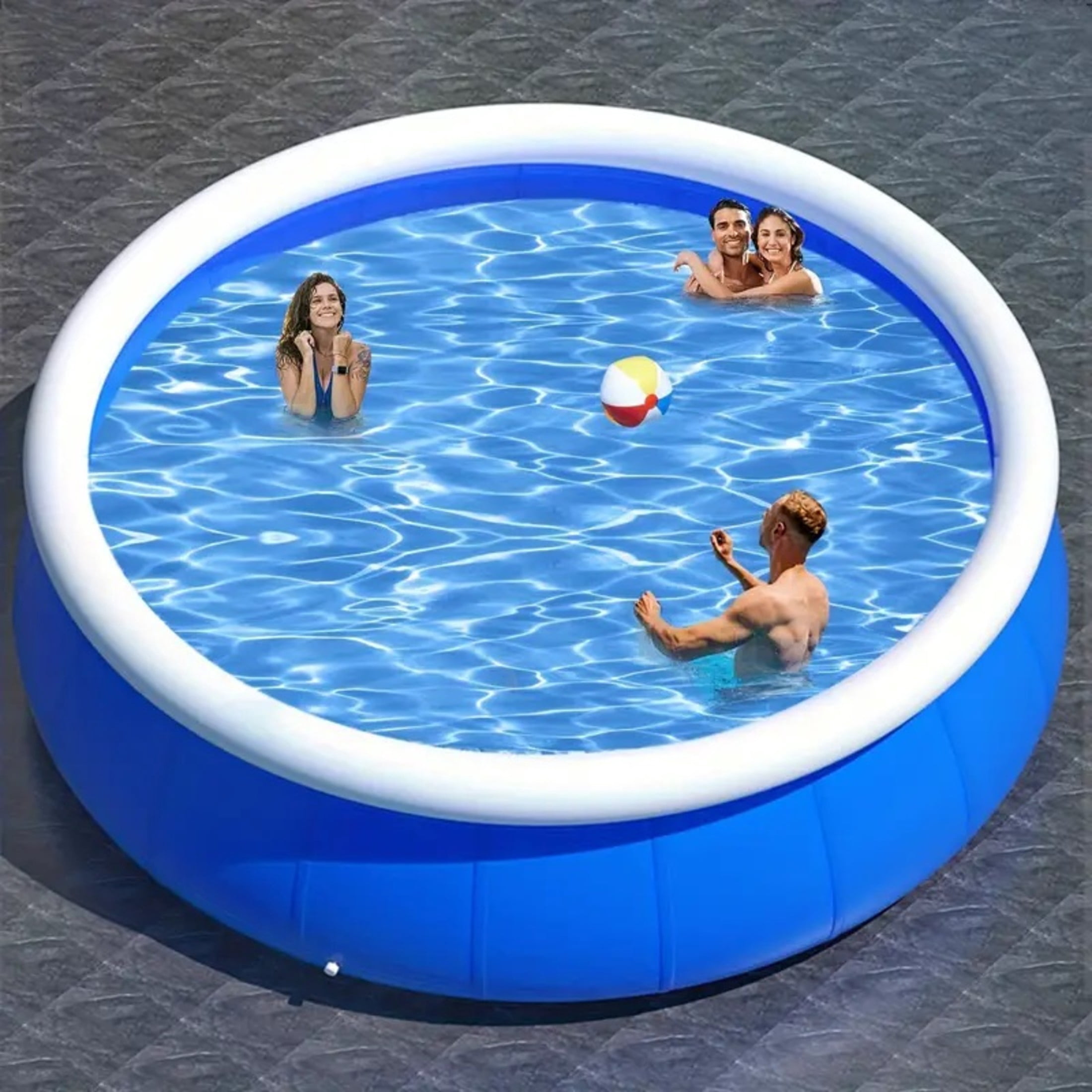 Noble House 10FT Inflatable Swimming Pool, Easy Set Up Round Above Ground Mesh Pool, Large Capacity, Blue