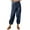 Blue, variant on Jamsmile Women Pants Casual Solid Color High Waist Drawstrings Capri Pants With Pockets Lightweight Summer Beach Wide Leg Cropped Pants
