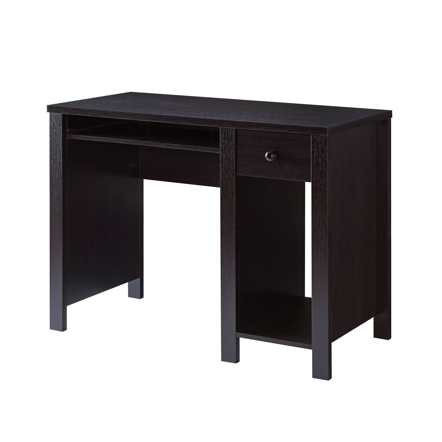 Compact Student Desk and Home Office Writing Desk with Keyboard Drawer, Storage Drawer, Shelf, 39 in Wide Wood Desk