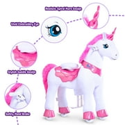 PonyCycle Kid-Powered Ride-On Unicorn Toy, No Battery, Hand Brake, Ages 4-7, Pink, E412
