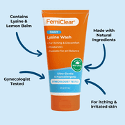 FemiClear Ultra-Gentle Feminine Wash with Lysine and Lemon Balm, Fragrance-Free, pH Balancing, 6 fl oz