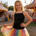 thumbnail image 2 of YUQIN Soft Tops Girls Sequin Tank Tops Sleeveless Adjustable Spaghetti Strap Crop Cami Top Carnival Sparkly Dance Blouse For Children Versatile School Wear, 2 of 4