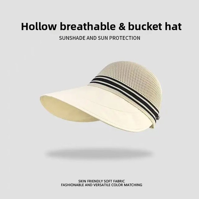 Gorra de béisbol tejida con protección solar de verano para exteriores, sombrero de ala grande enrollable, sombrero de copa vacío portátil, gorra repelente de insectos