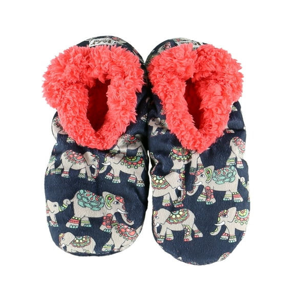 LazyOne Fuzzy Feet Slippers for Women, Cute Fleece-Lined House Slippers, Elephants, Non-Skid