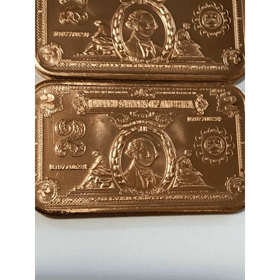 Washington $2 bill in 8 copper 1 oz bars (1/2 lb) by REEDERSONG