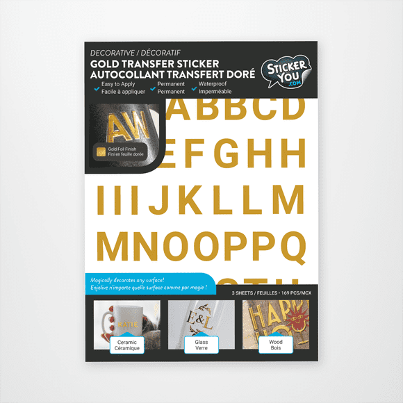 StickerYou Gold Transfer Letter Stickers – Alphabet Set