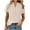 Khaki, variant on HomeDM Women's Button Down V Neck Short Sleeve Shirts Solid Color Work Office Casual Tops - Khaki/L