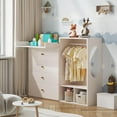 thumbnail image 6 of Linor Baby Changing Table Dresser, 59.1" Large Diaper Changing Station with Wide Top, 4 Drawers, Clothes Rack & Mirror, Modern Nursery Dresser, Nude Pink, 6 of 9