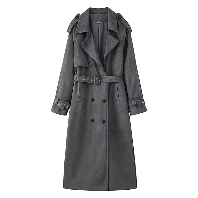 Hvobtty Vestes Décontractées à Manches Longues pour Femmes, Manteau Oversize Décontracté Uni à Col Rabattu Automne/hiver